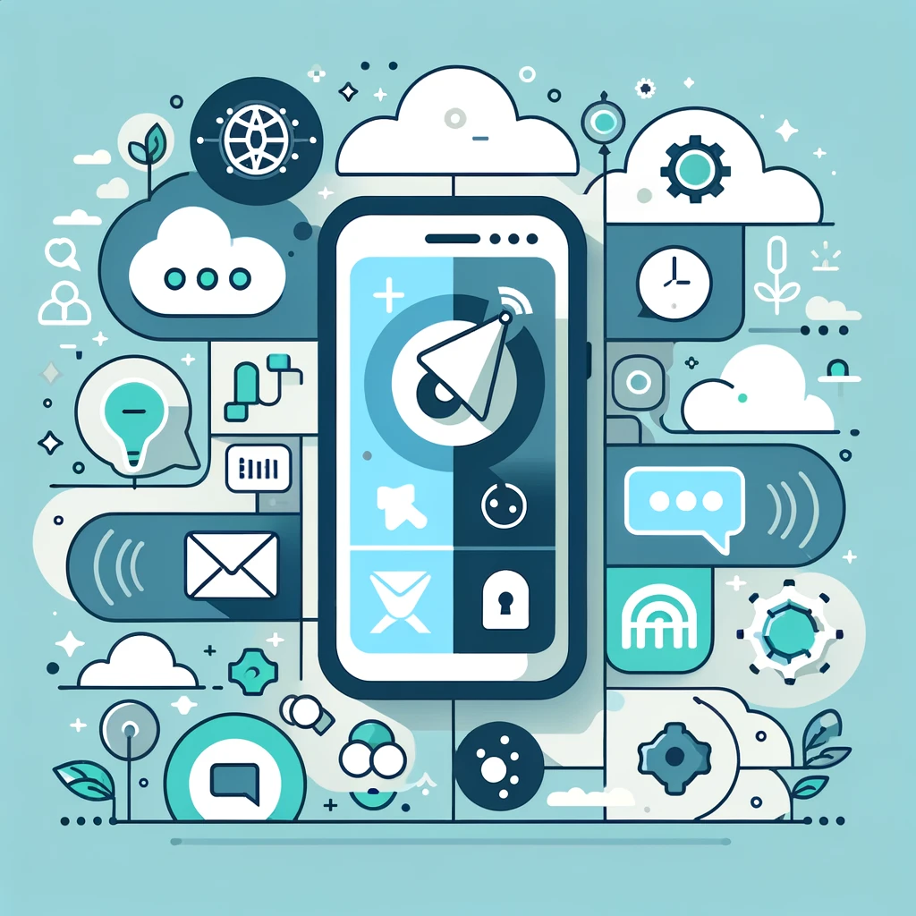 Here's the thumbnail designed to represent unlocking new marketing channels through app development. It showcases the idea of engaging users and leveraging new communication methods in a visually appealing, clean design that aligns with the aesthetic guidelines.